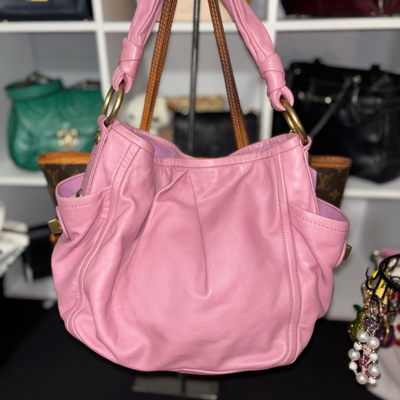 Coach Handbags - Coach Parker Pink Leather Shoulder Bag w/gold hardware